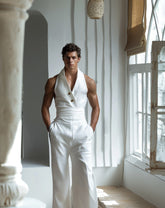 Men's  Linen Sleeveless Cozy Jumpsuit